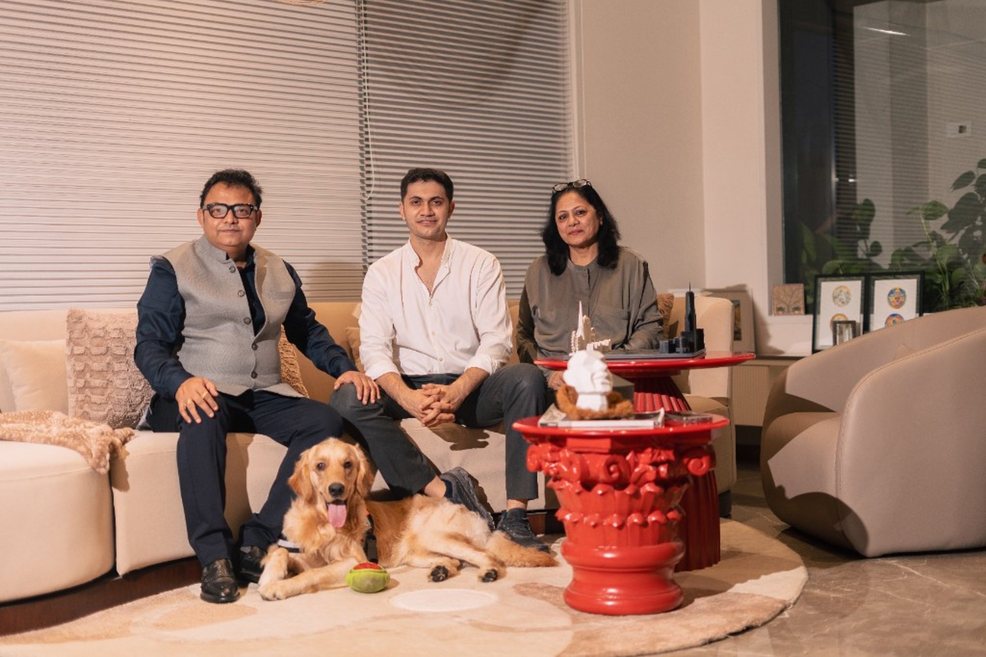 Vikrant, Tasmay, and Sapna Bhawsar in the RDA studio lounge